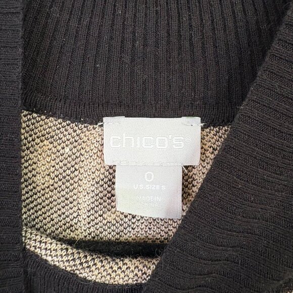 Chicos Animal Print Mock Neck Cashmere Blend Tunic Sweater With Side Buttons Siz - Picture 8 of 14